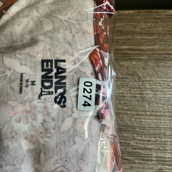 LandsEnd Red Floral Long Sleeve Midi Cotton Dress Size M - Picture 11 of 11